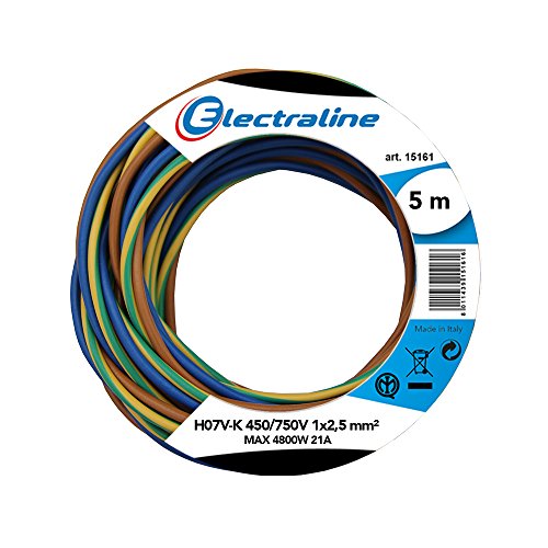 Electraline 25148 - H07V-K Cable, Sección 1 x 2.5 mm, 5m, multicolor Electraline 25148 - H07V-K Cable, Sección 1 x 2.5 mm, 5m, multicolor