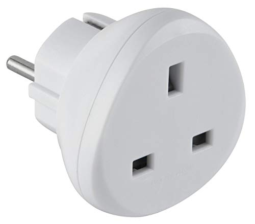 Electraline 70058 Adaptador de Viaje UK a tus enchufes de Francia/Europa, blanco Electraline 70058 Adaptador de Viaje UK a tus enchufes de Francia/Europa, blanco