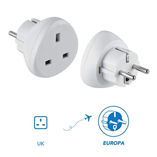 Electraline 70058 Adaptador de Viaje UK a tus enchufes de Francia/Europa, blanco Electraline 70058 Adaptador de Viaje UK a tus enchufes de Francia/Europa, blanco