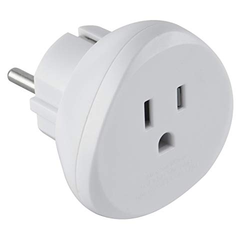 Electraline 70059 Adaptador de Viaje USA a tus enchufes de Francia/Europa, blanco