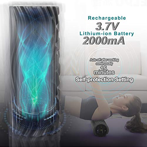 Eléctrico Rodillo de Espuma, Ejercicios Musculares Eléctrico Foam Roller Masaje Muscular, 5 Velocidad Rodillo de Espuma para Terapia de Masaje Equilibrio Tejido Profundo Liberación Miofascial Fitness