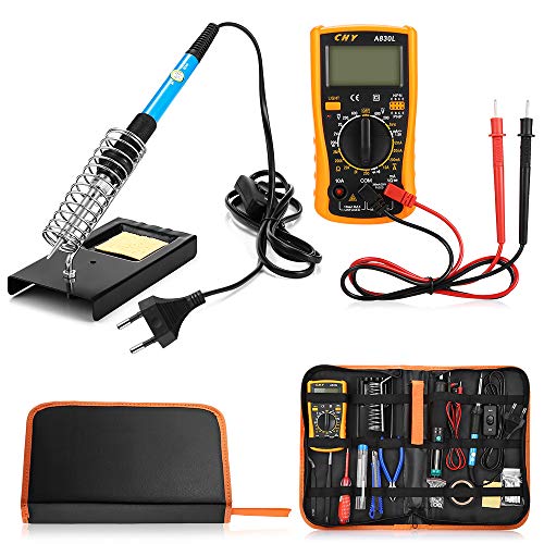 Eléctrico Soldador Kit de Estaño con Caja de Herramienta Temperatura Ajustable 200-450 Deg.C Set de Soldadura Electrónica, Puntas De Soldador,Pinzas Antiestáticas Eléctrico Soldador Kit de Estaño con Caja de Herramienta Temperatura Ajustable 200-450 Deg.C Set de Soldadura Electrónica, Puntas De Soldador,Pinzas Antiestáticas