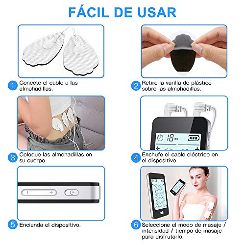 Electroestimulador Digital 24 Modos, 2 Canales, 8 Electrodos con Pantalla Táctil para Alivio del Dolor y Relajación Muscular Electroestimulador Digital 24 Modos, 2 Canales, 8 Electrodos con Pantalla Táctil para Alivio del Dolor y Relajación Muscular