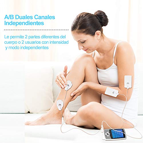 Electroestimulador Digital Portatil, Estimulador Muscular 16 Modos 2 Canales USB Recargable Masajeador Electro para el Cervical/Piernas/Abdominal/Espalda/Cuello