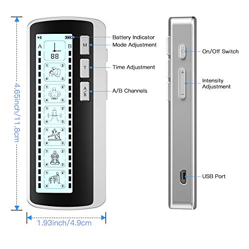 Electroestimulador EMS/TENS/MASAJE Portatil, Masajeador Electro Recargable Estimulador Muscular de Pulsos 24 Modos 2 Canales 8 Pads para Alivio del Dolor de Cervical/Piernas/Abdominal/Espalda/Cuello Electroestimulador EMS/TENS/MASAJE Portatil, Masajeador Electro Recargable Estimulador Muscular de Pulsos 24 Modos 2 Canales 8 Pads para Alivio del Dolor de Cervical/Piernas/Abdominal/Espalda/Cuello
