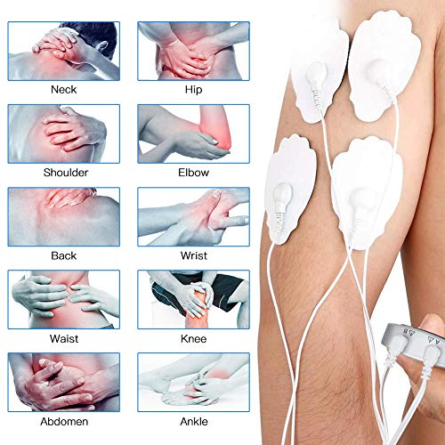 Electroestimulador EMS/TENS/MASAJE Portatil, Masajeador Electro Recargable Estimulador Muscular de Pulsos 24 Modos 2 Canales 8 Pads para Alivio del Dolor de Cervical/Piernas/Abdominal/Espalda/Cuello