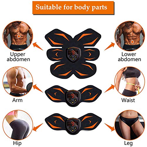 Electroestimulador Muscular, Abdominales Cinturón, Estimulador Muscular Abdominales, Masajeador Eléctrico Cinturón con USB, EMS Ejercitador del Abdomen/Brazo/Piernas/Cintura (Hombre/Mujer) (Negro)