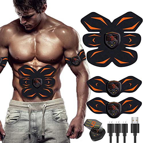 Electroestimulador Muscular, Abdominales Cinturón, Estimulador Muscular Abdominales, Masajeador Eléctrico Cinturón con USB, EMS Ejercitador del Abdomen/Brazo/Piernas/Cintura (Hombre/Mujer) (Negro)