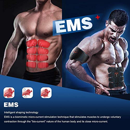 Electroestimulador Muscular Abdominales,Estimulador Muscular con USB Recargable,Maquina Abdominales Electrica para Hombre y Mujer,EMS Gimnasia Pasiva para Abdomen+Brazo+Piernas en Casa(6 Modes)