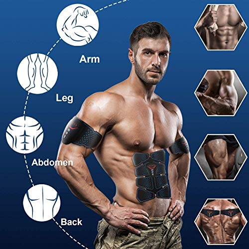 Electroestimulador Muscular Abdominales,Estimulador Muscular con USB Recargable,Maquina Abdominales Electrica para Hombre y Mujer,EMS Gimnasia Pasiva para Abdomen+Brazo+Piernas en Casa(6 Modes)