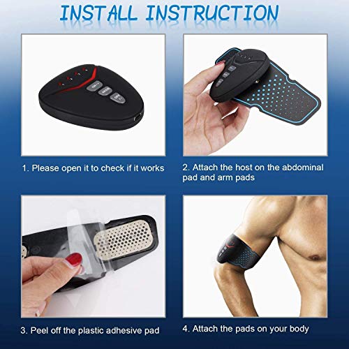 Electroestimulador Muscular Abdominales,Estimulador Muscular con USB Recargable,Maquina Abdominales Electrica para Hombre y Mujer,EMS Gimnasia Pasiva para Abdomen+Brazo+Piernas en Casa(6 Modes)