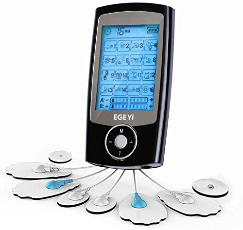 Electroestimuladores TENS/EMS, Electroestimulador Muscular para Aliviar el Dolor de Espalda,Pantalla LCD, 16 Modos, 2 Canales, 8 Electrodos