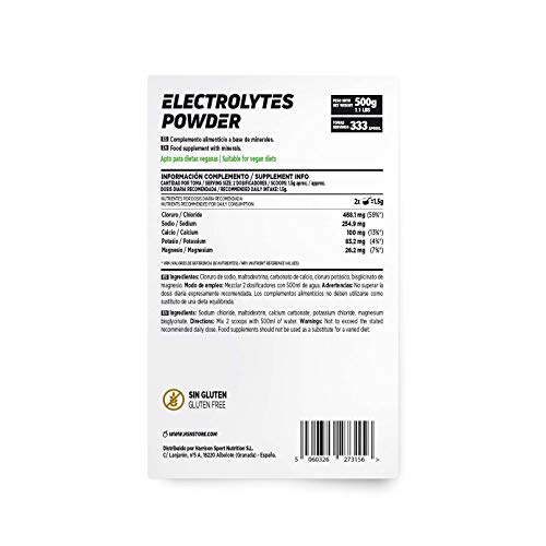 Electrolitos en Polvo de HSN Raw | Sales Minerales para Deporte: Ciclismo, Maratón, Triatón | Hidratación y Recuperación | Vegano, Sin Gluten, Sin Lactosa, Sin Carbohidratos, Sin Sabor, 500 gr