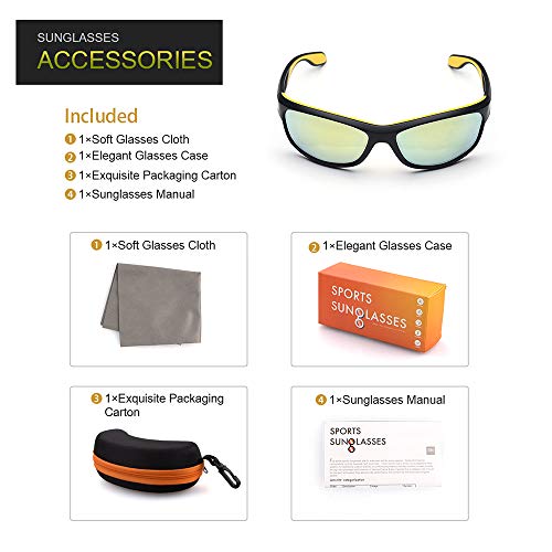 Elegear Gafas de Sol Deportivas Hombre Polarizadas Anti Rayos UVA UV Marco y TR90 Lente Espejo con REVO Anti Aceite Gafas Hombre y Mujer Bici Running Coche MTB Moto Montaña Esquí(Amarillo) Elegear Gafas de Sol Deportivas Hombre Polarizadas Anti Rayos UVA UV Marco y TR90 Lente Espejo con REVO Anti Aceite Gafas Hombre y Mujer Bici Running Coche MTB Moto Montaña Esquí(Amarillo)