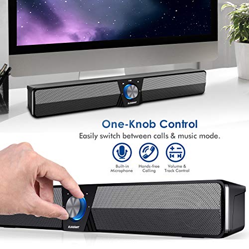ELEGIANT Altavoz PC, Barra de Sonido Bluetooth 5.0 USB 20W Sobremesa Portátil con Cable e Inalámbrico con Sonido Estéreo Bass, Tarjeta TF Puerto USB para PC, Ordenador portátil, TV, Teléfono Móvil ELEGIANT Altavoz PC, Barra de Sonido Bluetooth 5.0 USB 20W Sobremesa Portátil con Cable e Inalámbrico con Sonido Estéreo Bass, Tarjeta TF Puerto USB para PC, Ordenador portátil, TV, Teléfono Móvil