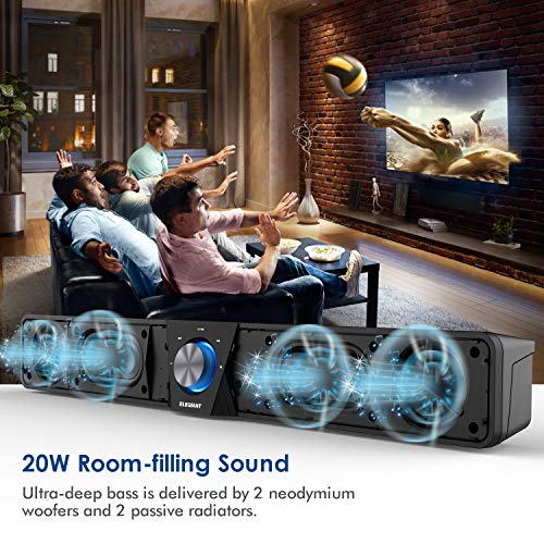 ELEGIANT Altavoz PC, Barra de Sonido Bluetooth 5.0 USB 20W Sobremesa Portátil con Cable e Inalámbrico con Sonido Estéreo Bass, Tarjeta TF Puerto USB para PC, Ordenador portátil, TV, Teléfono Móvil ELEGIANT Altavoz PC, Barra de Sonido Bluetooth 5.0 USB 20W Sobremesa Portátil con Cable e Inalámbrico con Sonido Estéreo Bass, Tarjeta TF Puerto USB para PC, Ordenador portátil, TV, Teléfono Móvil