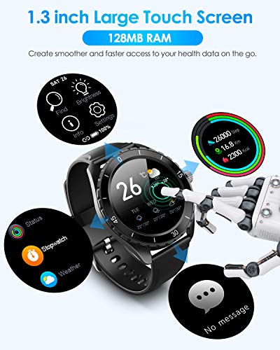ELEGIANT SmartWatch, Reloj Inteligente IP68 con Pantalla Táctil de 1.3'', Pulsera Actividad Inteligente Hombre para Deporte, Monitor de Actividades, Podómetro, Cronómetros, Compatible con iOS Android