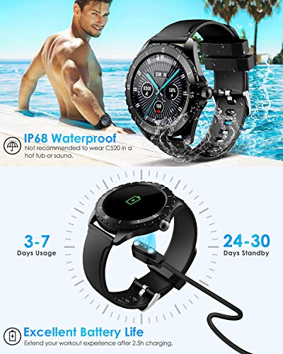 ELEGIANT SmartWatch, Reloj Inteligente IP68 con Pantalla Táctil de 1.3'', Pulsera Actividad Inteligente Hombre para Deporte, Monitor de Actividades, Podómetro, Cronómetros, Compatible con iOS Android