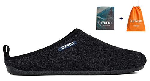 ELEWERT® - NATURAL-W1BLACK- Zapatillas para casa, Confort, Unisex, Interior, Exterior, Suela de Caucho, Plantilla extraíble reciclada, Designed IN Europe, Made IN Spain. Talla 45