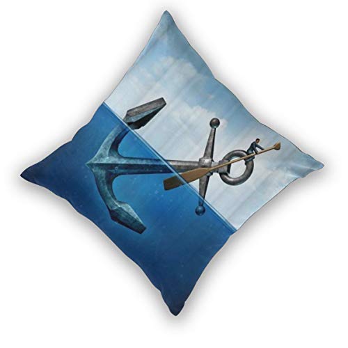 ELIENONO Juego de 2 Decorativo Funda de Cojín Ancla y Remo náuticos Funda de Almohada Cuadrado para Sofá Cama Decoración para Hogar,50x50cm