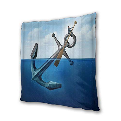 ELIENONO Juego de 2 Decorativo Funda de Cojín Ancla y Remo náuticos Funda de Almohada Cuadrado para Sofá Cama Decoración para Hogar,50x50cm