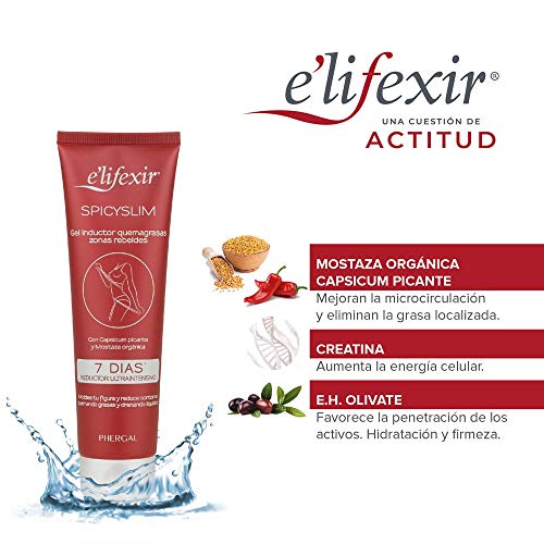 Elifexir - Gel Inductor Spicyslim | Crema Reductora Extrema | Combate Grasa Localizada | Zonas Rebeldes | Resultados Visibles en 7 Días | Mostaza Orgánica y Capsicum Picante - 150ml