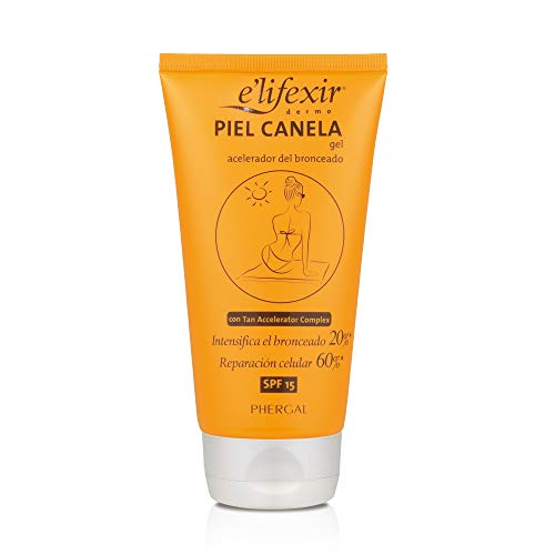 Elifexir Piel Canela - Gel Bronceador |Acelerador del Bronceado | Bronceado Intenso y Duradero | Ilumina tu Piel | Monoï de Tahiti | Creatina y Manteca de Karité| Protector Solar SPF15 - 150 ml