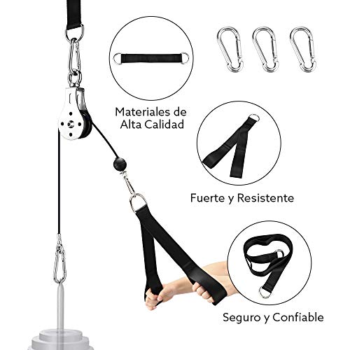 Elikliv DIY Poleas para Entrenamiento de Músculo de Brazos, Accesorio de Entrenamiento para Antebrazos DIY Sistema de Cuerda para Tríceps y Bíceps en Gimnasio y Casa 1,8m