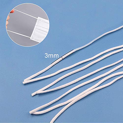 ELLOLIFE 【3 mm x 10 m de longitud, cuerda elástica trenzada para coser y artesanía, ideal para máscaras de goma elástica para calles, alta calidad