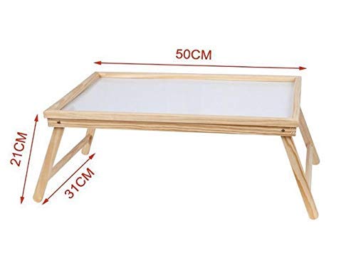 EM Home Bandeja para Cama Plegable, mesita para desayunos con Patas Plegables (Madera), 50x31x21 cm