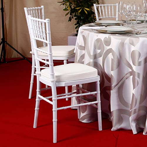 EME 4 Sillas Modelo Chiavari o Tiffany en Color Blanco. Incluye 4 sillas y 4 Cojines. Elegantes para Eventos, apilables y Muy Resistentes.