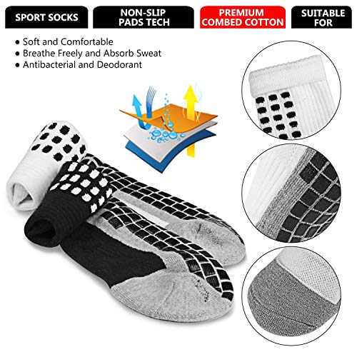 Emooqi Calcetines deportivos antideslizantes, 2 pares de calcetines de fútbol para hombre