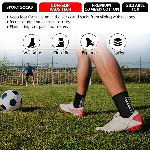 Emooqi Calcetines deportivos antideslizantes, 2 pares de calcetines de fĂștbol para hombre Emooqi Calcetines deportivos antideslizantes, 2 pares de calcetines de fĂștbol para hombre