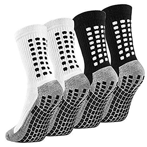 Emooqi Calcetines deportivos antideslizantes, 2 pares de calcetines de fútbol para hombre