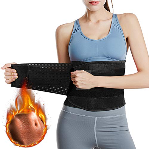 Emooqi Faja Reductora Mujer y Hombre, Cintura Entrenador Adelgazante Deporte de Neopreno, Faja Ajustable Cinturón Lumbar Abdomen Barriga Cintura para Sudar Ejercicio Fitness Sauna