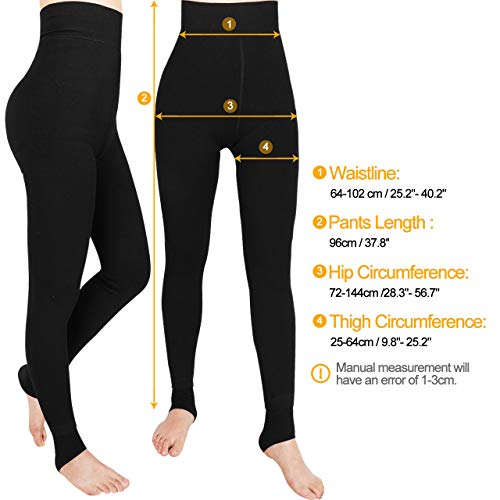 Emooqi Leggings Largas de Invierno para Mujer, Pack de 2 Leggings Cintura Alta, Leggings Térmicos Calientes con Forro Polar, Leggings Pantalones Mallas Elásticos