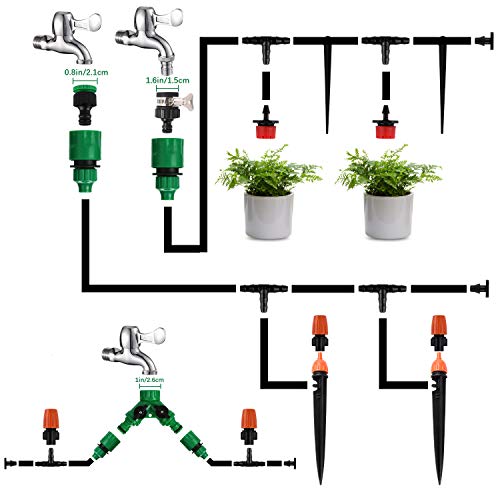 Emooqi Sistema de riego de jardín, 90 Pcs Goteros para Equipos de Riego Automático, Accesorios para Riego por Goteo Sistema de Riego DIY para Irrigación Riego para Jardín, Plantas de Patio - 40 M