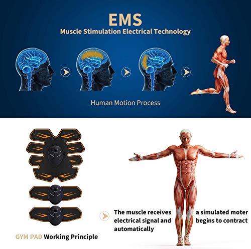 EMS Electroestimulador Muscular Abdominales, EMS Estimulador, Abdomen/Brazo/Piernas Entrenador Muscular ，Body Fitness para Mujeres y Hombre
