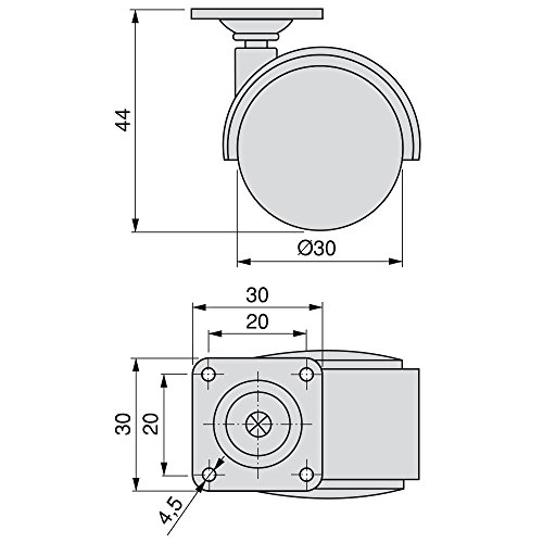 Emuca 2036717 - Lote de 4 ruedas pivotantes negras para mueble , sin frenos, diámetro 30 mm con placa de montaje y rodamiento de bolas Emuca 2036717 - Lote de 4 ruedas pivotantes negras para mueble , sin frenos, diámetro 30 mm con placa de montaje y rodamiento de bolas