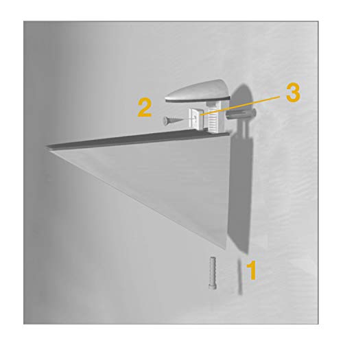 Emuca 4009225 Lote de 2 soportes mod. Halcon para estante de madera o cristal de espesor 8-40mm acabado pintado aluminio