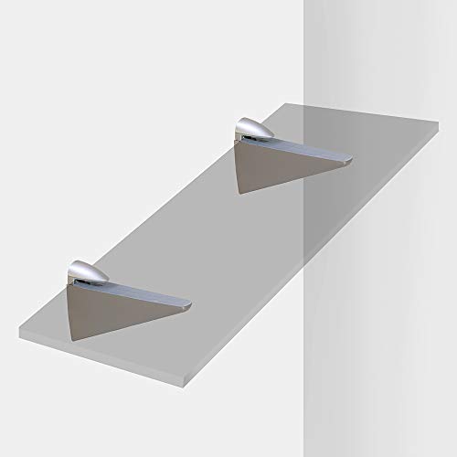 Emuca 4009225 Lote de 2 soportes mod. Halcon para estante de madera o cristal de espesor 8-40mm acabado pintado aluminio