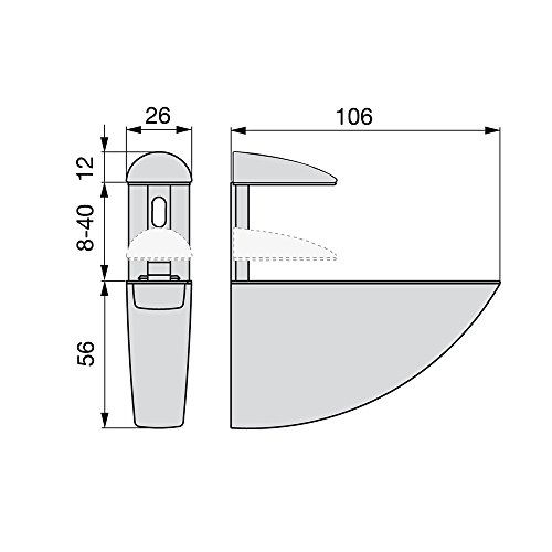 Emuca 4009325 Lote de 2 soportes mod. Aguila para estante de madera o cristal de espesor 8-40mm acabado pintado aluminio