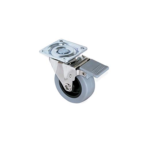 Emuca - Lote de 4 ruedas pivotantes para mueble Ø50mm con placa de montaje y rodamiento de bolas, ruedas de goma para muebles color gris Emuca - Lote de 4 ruedas pivotantes para mueble Ø50mm con placa de montaje y rodamiento de bolas, ruedas de goma para muebles color gris