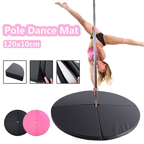 En La Sala De La PU Pole Dance Mat, Antideslizante Yoga De La Aptitud Mats, Redondo Impermeable Espesado Danza Colchoneta De Ejercicio Plegable De Seguridad Gimnasio Mat,Negro