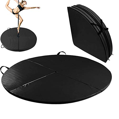 En La Sala De La PU Pole Dance Mat, Antideslizante Yoga De La Aptitud Mats, Redondo Impermeable Espesado Danza Colchoneta De Ejercicio Plegable De Seguridad Gimnasio Mat,Negro