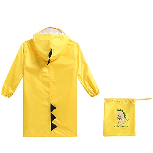 enbihouse Chubasquero para niños, Capa de Lluvia de Dibujos Animados para niños Chaqueta de Lluvia al Aire Libre con Forma de Dinosaurio para niños o niñas (S)