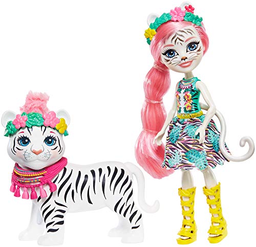 Enchantimals Muñeca Tadley Tiger con mascota Kitty White Tiger y accesorios (Mattel GFN57)