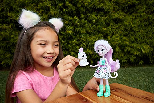 Enchantimals-Sybill Snow Leopard y Flake Muñeca con Mascota, multicolor (Mattel GJX42)