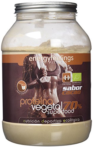 Energy Feelings Proteina Vegana 70% Premium sabor cacao - 1.5 Kg | rica en BCAA | ingredientes de máxima calidad | 100% ecológica