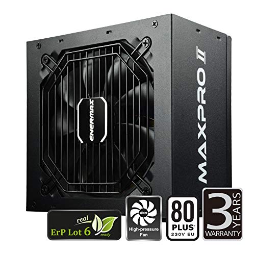 ENERMAX Maxpro II ATX EMP400AGT-C - Fuente de alimentación para PC (400 W, 80 Plus, 230 V, UE no Modular, con Circuito de protección de 5 vías), Color Negro